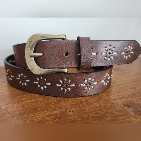 Genuine Leather Embroidered Belt Size L - Picture 5 of 14